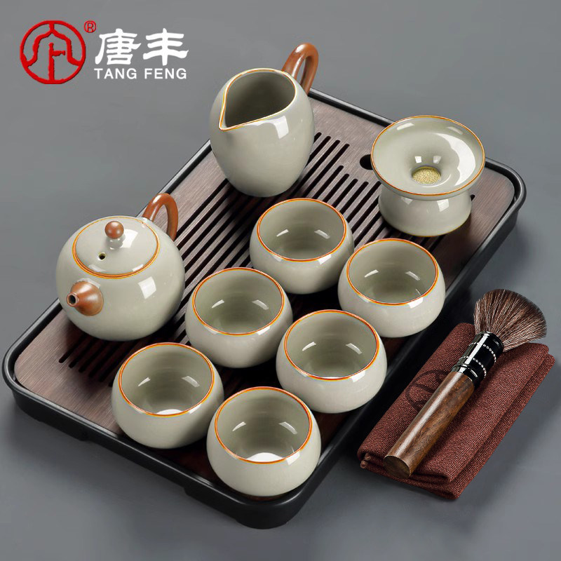 Чайный сервиз Tang Feng Ru Kiln, легкая роскошь, высококлассная атмосфера, домашний фарфоровый чайник кунг-фу Ru, чайная чашка, набор для чайного стола