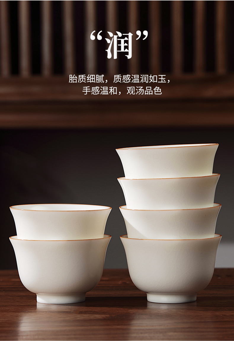 Tang Feng kung fu tea sets white jade cup household contracted and I open tureen ceramic a complete set of gift boxes