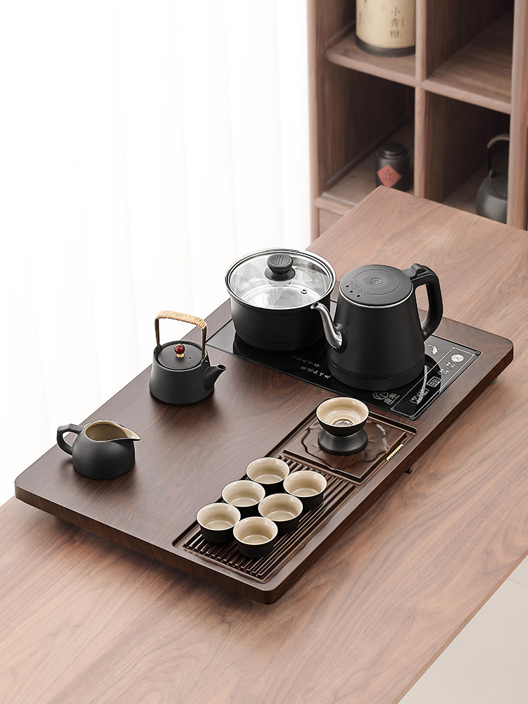 Tangfeng Fully Automatic Tea Tray and Tea Set for Brewing Tea, Suitable for Home and Office Use, High-End Frosted Teapot and Teacups, Complete Set