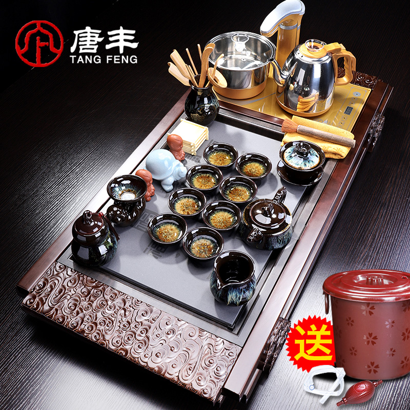 Tang Feng kung fu tea set home ceramic tea machine variable temmoku of a complete set of office automatic water heating furnace
