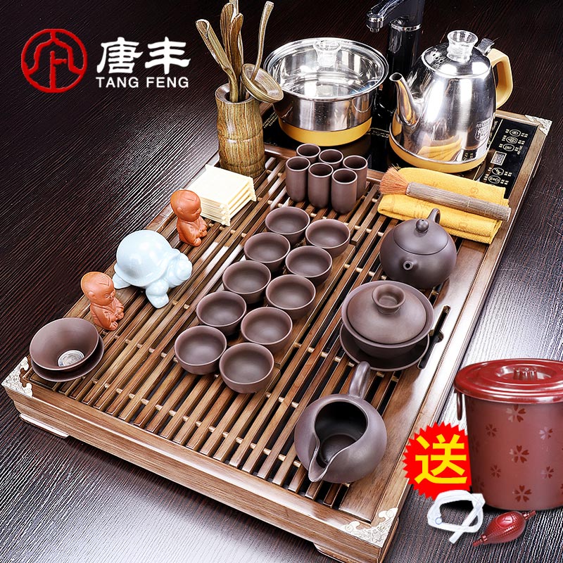 Tang Feng tea set automatic tea ware household one - piece kung fu tea tray of a complete set of contracted ceramic teapot