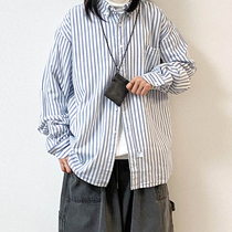 2021 early spring new men's simple CityBoy cotton striped shirt overalls salt Japanese shirt