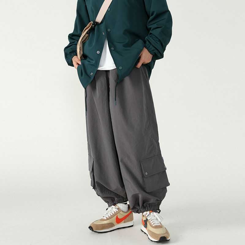 RCMAN Japanese retro big pocket drawstring closure loose wide leg drawstring pants overalls trend brand trend men and women
