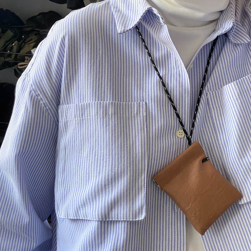 RCMAN Japanese retro hanging neck bag coin purse pu leather key card bag Mini mini bag men and women ins trend