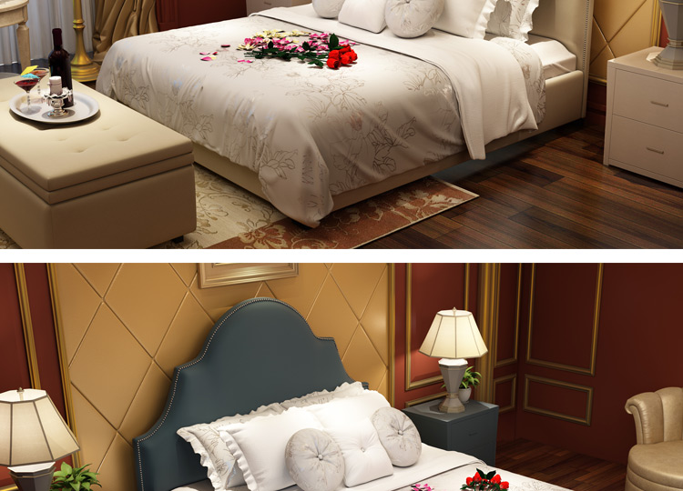 Giường vải giường vải vải chỗ châu Âu 1 mét 8 giường ngủ giường ngủ đơn giản hiện đại giường châu Âu giường 1,5 m 1,2 m - Giường giường ngủ gỗ xoan đào