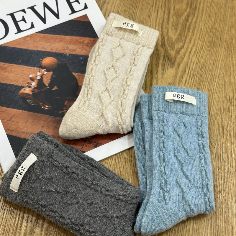 Egg Socks Rabbit Wool Autumn and Winter Thick Warm Mid-Calf Socks for Women Korean Style Ins Fashion Versatile Cable Knit Slouch Socks Real Photos Egg Socks Rabbit Wool Autumn and Winter Thick Warm Mid-Calf Socks for Women Korean Style Ins Fashion Versatile Cable Knit Slouch Socks Real Photos