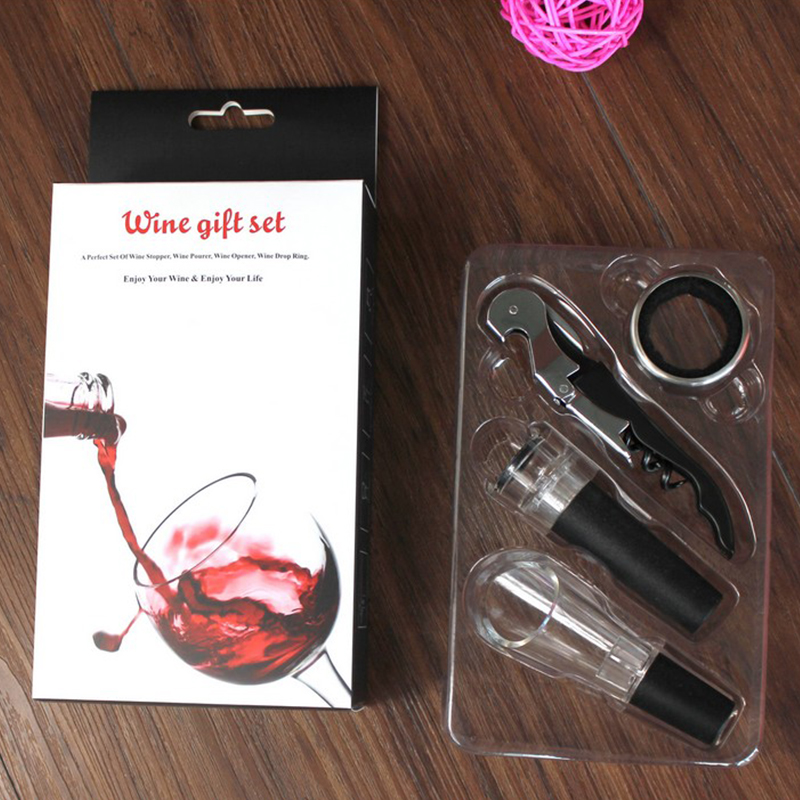 Red wine wine wine set 4-piece seahorse knife bottle opener wine pourer wine ring vacuum wine stopper boutique set