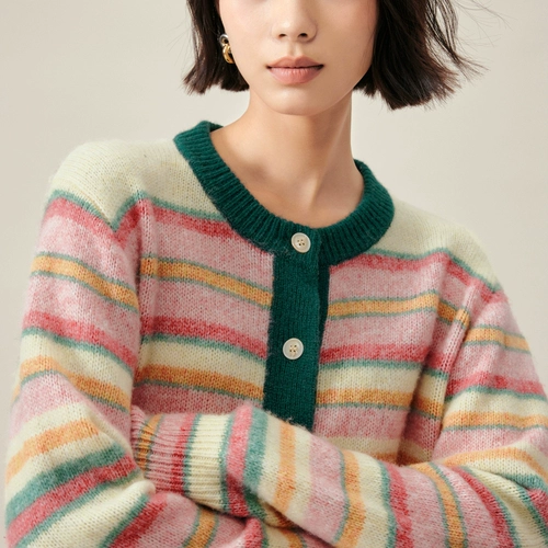 Дизайнерский милый кардиган, зимний пуховик, атмосферный свитер, тренд сезона, 2023