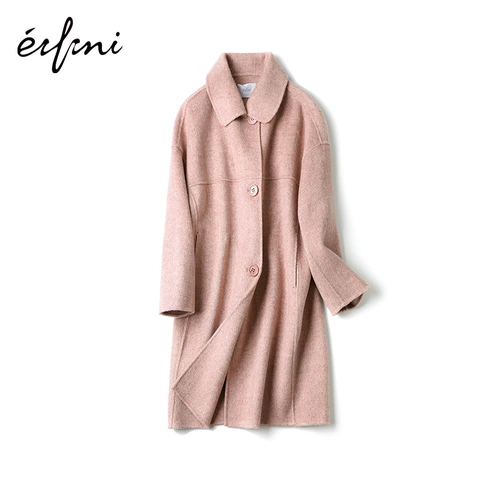 Зимнее шерстяное длинное двусторонное шерстяное пальто, средней длины