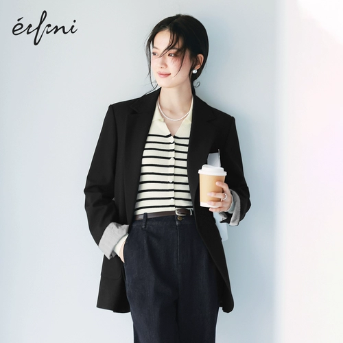 Осенний пиджак классического кроя для отдыха, черная куртка, изысканный стиль