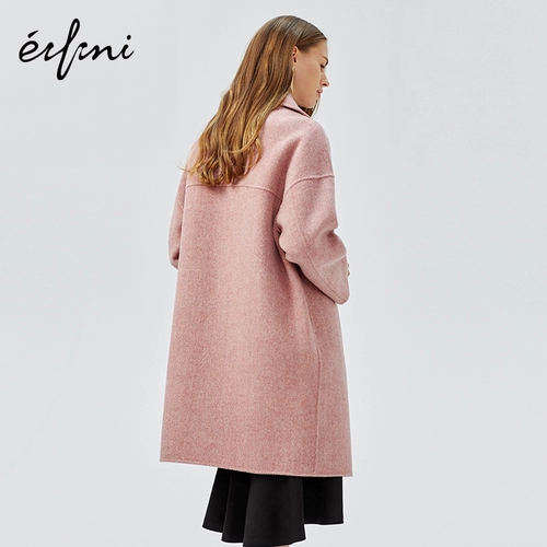 Зимнее шерстяное длинное двусторонное шерстяное пальто, средней длины