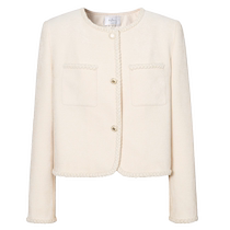 (Same style in the mall) Eveli Xiaoxiang style white exquisite cotton jacket for women 2023 autumn 1EA180241