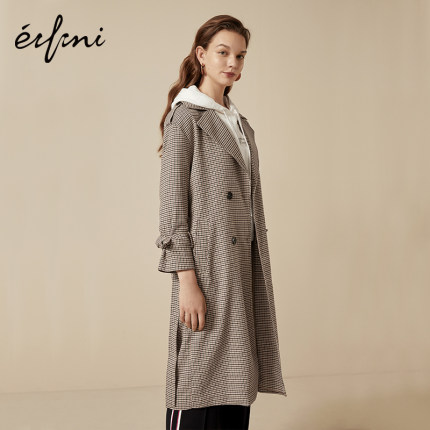 伊芙丽2018新款韩版女装chic风衣外套系带长款