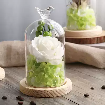 zakka Yongsheng Flower Ornaments Glass Cover Creative Home Living Room Craft Decoration Birthday Wedding Gift