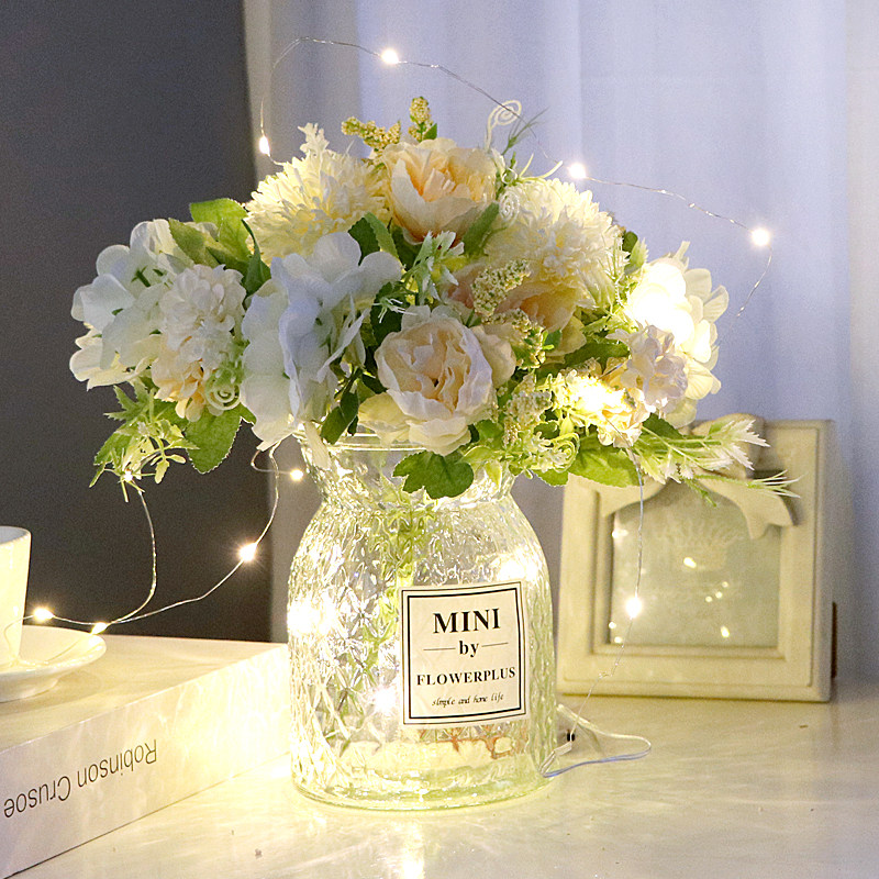 Vase Pendulum pieces Living room Flower Arrangement Flower Girl Hearts Romantic Nightlight Bedroom Glass Transparent Nordic Emulation Flowers Little Fresh Dry