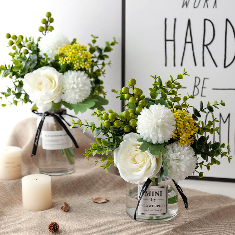 Nordic berries small fresh simulation flower simulation flower simulation flower simulation flower Rose Rose Rose dining room table flower home decoration setting