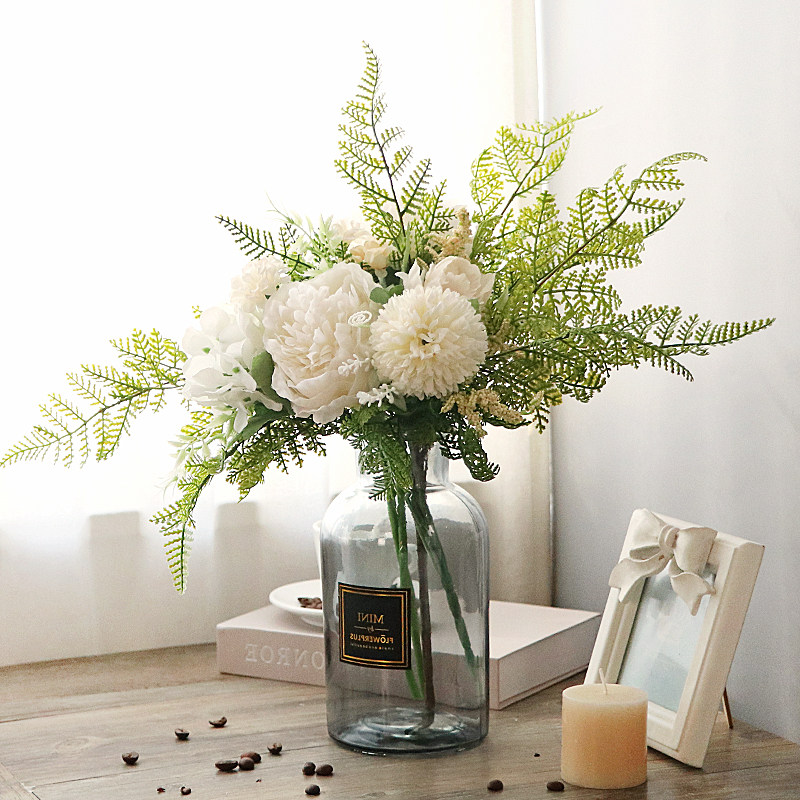 Department of Mori simulation White Mori Department Fake Silk Rose Embroidered Ball Nordic Small Freshens living room table Swaying Pieces Home Decoration