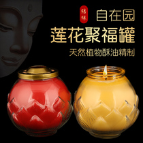 From the garden crisp oil lamp 24 hours Poly Fo Pot Pure Pure Smoke-free Butter Bucket Candle Lotus Lamp for the Buddha lamp Bodhi