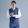 2019 mới mùa thu nóng phong cách quốc gia chất liệu cotton và vải lanh nam vest mỏng retro áo khoác nam - Áo thể thao áo khoác adidas neo