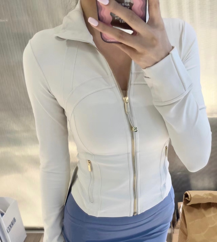【National Trend】Define Jacket Short Jacket Yoga Slim Fit Jacket Gold Zipper Gold Label