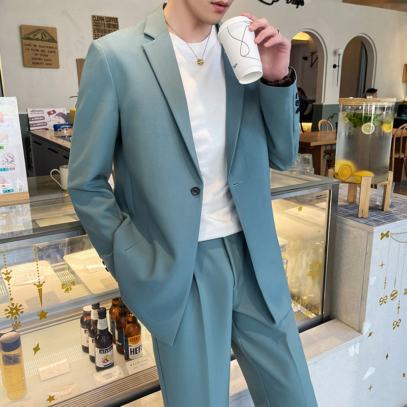 ins yuppie handsome suit man casual loose temperament net red fried street light luxury superior sense suit jacket man thin wave