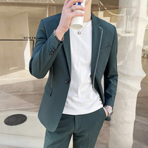 Fried Street Little Suit Jacket Male Net Red Advanced Sensation Casual 100 Huppie Handsome Suit with a hairstyle hairstylist Chaobou Mens clothes