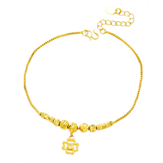 Vietnamese Pure Sand Gold Jewelry That Does Not Fade, Plated with 24K Gold, Palace Bell, Ancient Style Gold Bell, Fashionable and Feminine Anklet