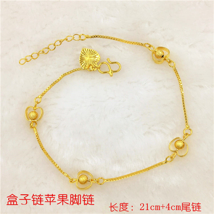 2018 mới mô phỏng màu vàng phai dài Việt Nam mạ vàng 24k đồng vàng nguyên chất trang sức vàng 999 chân nữ mẫu xích - Vòng chân lắc chân vàng
