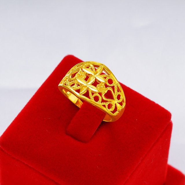 Thai gold jewelry 24k bride wedding imitation fake gold jewelry that will not fade for a long time Vietnamese sand gold ring for women