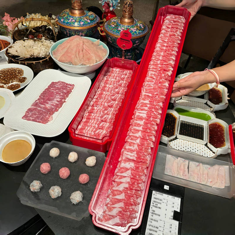 New Jingxi Old Beijing Chinese Hot Pot Tableware Red Acrylic Serving Plate Half Meter 1.0m Beef and Lamb Roll Plate