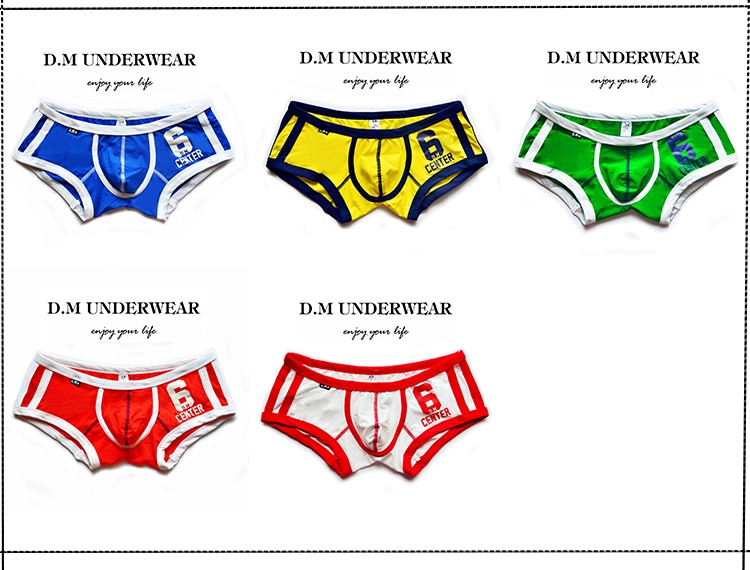 D.M Đồ lót nam Tide Eo thấp Sexy Thể thao Cotton Thời trang Tide Four Corner Boxer Thanh niên Kích thước lớn Cá tính