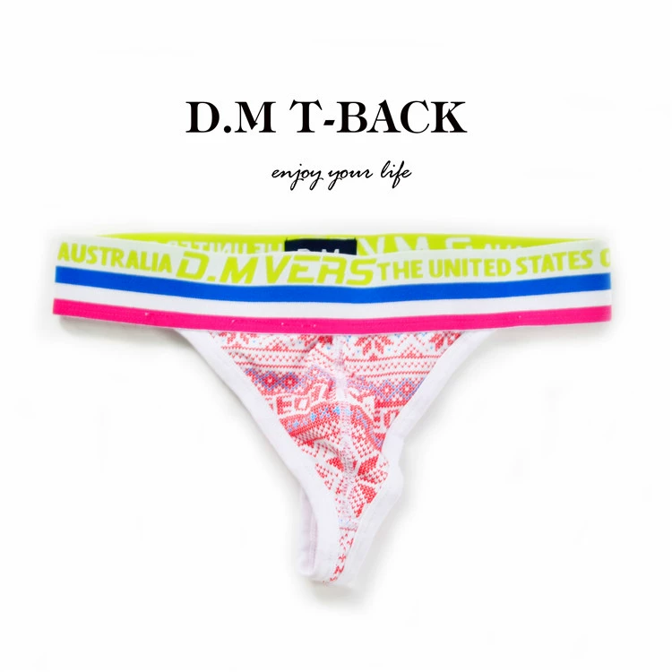 D.M Quần lót nam thấp eo Sexy Thong Thời trang màu cám dỗ Quần đơn T-BACK quan lot nu