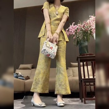 ຊຸດ linen ແບບແຫ່ງຊາດສໍາລັບແມ່ຍິງ 2025 summer ແບບຈີນໃຫມ່