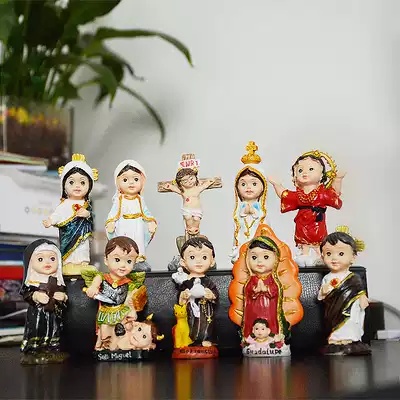 Catholic gift Cartoon Q version of the Virgin Mary Jesus Saint desktop resin decoration