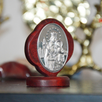 Catholic Holy Art Wood-inlaid aluminum Virgin holding Jesus (Our Lady of Sheshan)car pendulum