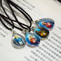 Catholic Holy Art Water Drop Holy Card Sacred Heart of Jesus Sacred Heart of Our Lady 25mm rope (style note)