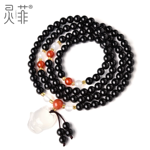 Ониксовый браслет, агатовые бусины