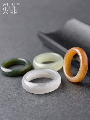Покупка товаров Женское нефритовое кольцо Хотан, одна вещь, одна картина, яшма, чистая вода, сахарный нефрит, нефрит из бараньего жира, нефрит Хотан, персонализированное нефритовое кольцо на указательный палец