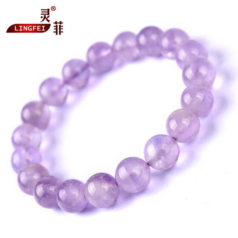新款薰衣草紫水晶手链女8-12mm 紫水晶简约手串水晶饰品 优雅清新