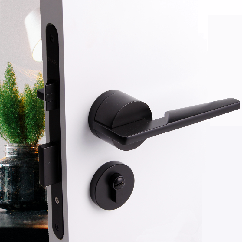 Prandante indoor Nordic bearings mute door lock modern minimalist solid wood door lock black American home door lock