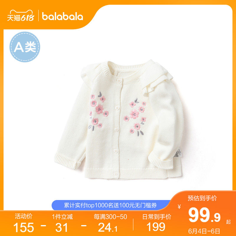(stores shipping) Balabala baby sweater with undercoat girl's knitted sweatshirt 2022 sweet and sour