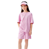 Balabala childrens clothing girls suit 2024 new summer clothes for middle and older children two-piece set pure cotton printing casual fashion