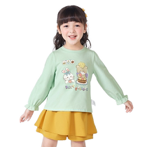 (Same style in the mall) Balabala childrens clothing girls long-sleeved T-shirt autumn clothing childrens bottoming shirt trendy