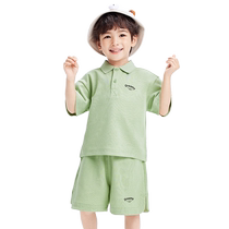 Balabala childrens short-sleeved suit for boys and girls two-piece set for small and big children 2024 summer polo shirt parent-child outfit