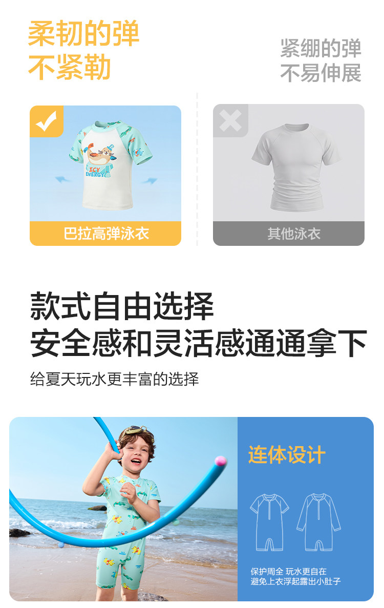 巴拉巴拉儿童泳衣男女童泳装宝宝连分体游泳衣防晒速干男孩款夏装 — 9