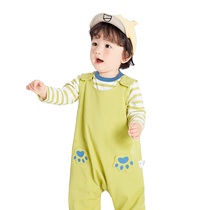 Balabala Childrens Suit Baby Autumn Suspender Two-piece Set Girls Clothes Boys Fashionable Childrens Clothes Cute and Fun