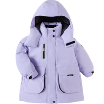 Balabala childrens clothing childrens down jacket girls thick hooded coat outdoor warm winter clothing baby top trendy