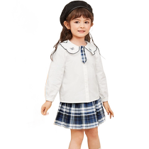 Balabala childrens clothing girls long-sleeved suit childrens college style JK two-piece set autumn clothing fashionable childrens baby fashion