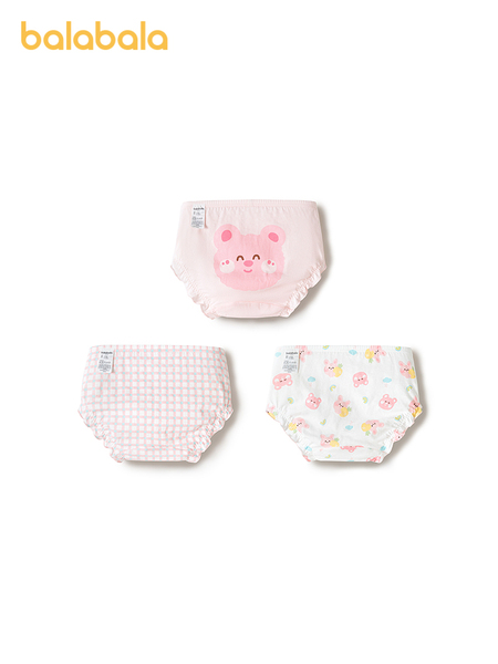 Balabala Baby Bread Pants Girls' Triangle Shorts Infant Underwear Diaper-Free Type a Pure Cotton Three-Pack