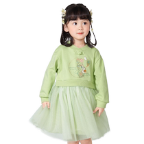 Balabala Childrens Clothing Hanfu Girls Skirts Baby Dresses National Style Puffy Mesh Skirt Childrens Mid-Autumn Clothing Fashion